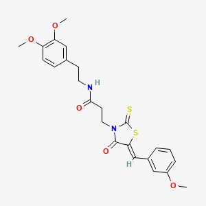 molecular formula C24H26N2O5S2 B2592748 N-[2-(3,4-dimethoxyphenyl)ethyl]-3-[(5Z)-5-[(3-methoxyphenyl)methylidene]-4-oxo-2-sulfanylidene-1,3-thiazolidin-3-yl]propanamide CAS No. 900135-29-7