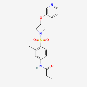 molecular formula C18H21N3O4S B2592754 N-(3-methyl-4-{[3-(pyridin-3-yloxy)azetidin-1-yl]sulfonyl}phenyl)propanamide CAS No. 1904048-47-0