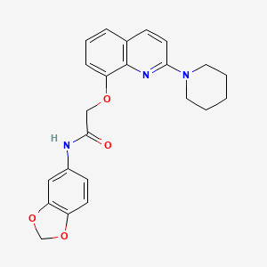 molecular formula C23H23N3O4 B2592760 N-(2H-1,3-benzodioxol-5-yl)-2-{[2-(piperidin-1-yl)quinolin-8-yl]oxy}acetamide CAS No. 921884-06-2