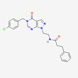 N-(2-(5-(4-chlorobenzyl)-4-oxo-4,5-dihydro-1H-pyrazolo[3,4-d]pyrimidin-1-yl)ethyl)-3-phenylpropanamide