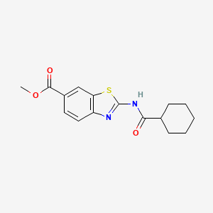 molecular formula C16H18N2O3S B2592856 2-[[Cyclohexyl(oxo)methyl]amino]-1,3-benzothiazole-6-carboxylic acid methyl ester CAS No. 519019-36-4
