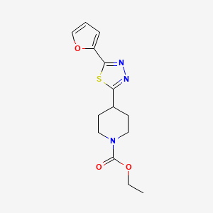 molecular formula C14H17N3O3S B2592868 Ethyl 4-(5-(furan-2-yl)-1,3,4-thiadiazol-2-yl)piperidine-1-carboxylate CAS No. 1226440-21-6