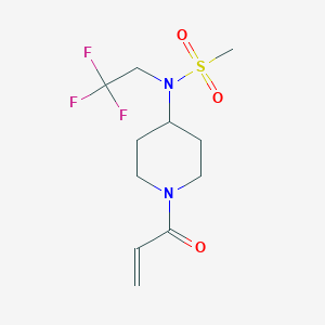 molecular formula C11H17F3N2O3S B2592872 N-[1-(prop-2-enoyl)piperidin-4-yl]-N-(2,2,2-trifluoroethyl)methanesulfonamide CAS No. 2094700-82-8
