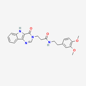 molecular formula C23H24N4O4 B2592897 N-[2-(3,4-dimethoxyphenyl)ethyl]-3-{4-oxo-3H,4H,5H-pyrimido[5,4-b]indol-3-yl}propanamide CAS No. 1105247-86-6