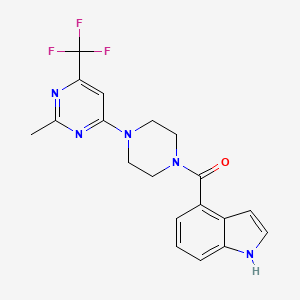 molecular formula C19H18F3N5O B2592942 (1H-indol-4-yl)(4-(2-methyl-6-(trifluoromethyl)pyrimidin-4-yl)piperazin-1-yl)methanone CAS No. 2034442-77-6