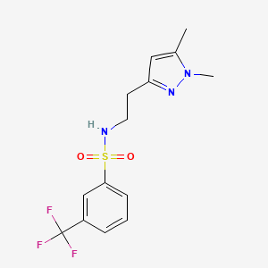molecular formula C14H16F3N3O2S B2592972 N-(2-(1,5-dimethyl-1H-pyrazol-3-yl)ethyl)-3-(trifluoromethyl)benzenesulfonamide CAS No. 2034237-71-1