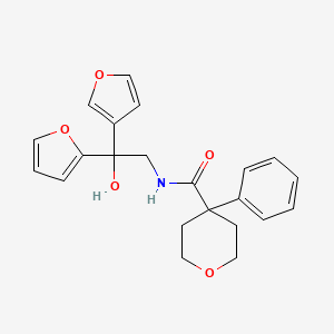 N-(2-(furan-2-yl)-2-(furan-3-yl)-2-hydroxyethyl)-4-phenyltetrahydro-2H-pyran-4-carboxamide