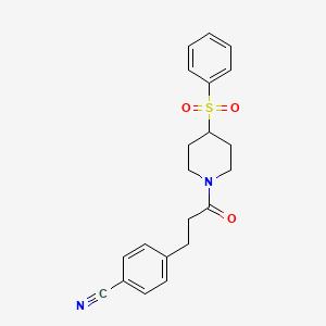 4-(3-Oxo-3-(4-(phenylsulfonyl)piperidin-1-yl)propyl)benzonitrile