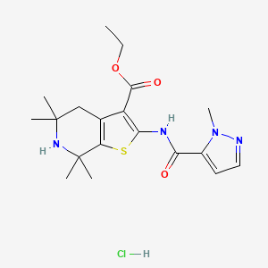 ethyl 5,5,7,7-tetramethyl-2-(1-methyl-1H-pyrazole-5-carboxamido)-4,5,6,7-tetrahydrothieno[2,3-c]pyridine-3-carboxylate hydrochloride