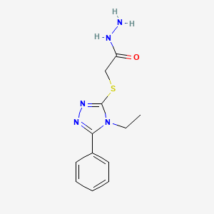 2-[(4-ethyl-5-phenyl-4H-1,2,4-triazol-3-yl)sulfanyl]acetohydrazide