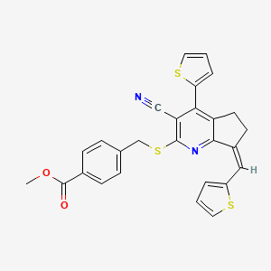(Z)-methyl 4-(((3-cyano-4-(thiophen-2-yl)-7-(thiophen-2-ylmethylene)-6,7-dihydro-5H-cyclopenta[b]pyridin-2-yl)thio)methyl)benzoate
