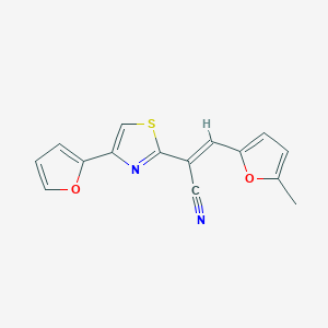 (E)-2-(4-(furan-2-yl)thiazol-2-yl)-3-(5-methylfuran-2-yl)acrylonitrile
