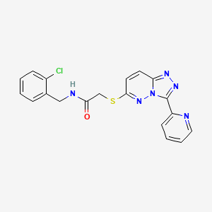 molecular formula C19H15ClN6OS B2593050 N-[(2-chlorophenyl)methyl]-2-{[3-(pyridin-2-yl)-[1,2,4]triazolo[4,3-b]pyridazin-6-yl]sulfanyl}acetamide CAS No. 868967-80-0