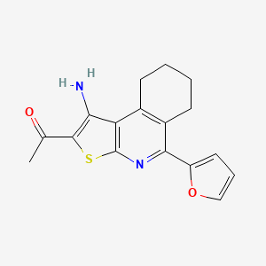 molecular formula C17H16N2O2S B2593066 1-(1-Amino-5-(furan-2-yl)-6,7,8,9-tetrahydrothieno[2,3-c]isoquinolin-2-yl)ethanone CAS No. 883515-65-9