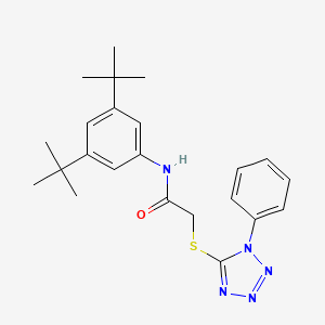 molecular formula C23H29N5OS B2593084 N-(3,5-di-tert-butylphenyl)-2-[(1-phenyl-1H-1,2,3,4-tetrazol-5-yl)sulfanyl]acetamide CAS No. 690644-98-5