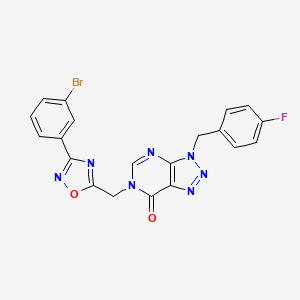 molecular formula C20H13BrFN7O2 B2593105 6-((3-(3-bromophenyl)-1,2,4-oxadiazol-5-yl)methyl)-3-(4-fluorobenzyl)-3H-[1,2,3]triazolo[4,5-d]pyrimidin-7(6H)-one CAS No. 1207058-32-9