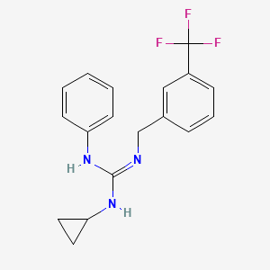 molecular formula C18H18F3N3 B2593108 N-cyclopropyl-N''-phenyl-N'-[3-(trifluoromethyl)benzyl]guanidine CAS No. 338400-55-8