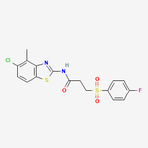molecular formula C17H14ClFN2O3S2 B2593124 N-(5-chloro-4-methyl-1,3-benzothiazol-2-yl)-3-(4-fluorobenzenesulfonyl)propanamide CAS No. 895452-70-7
