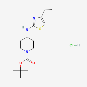 molecular formula C15H26ClN3O2S B2593154 Tert-butyl 4-[(4-ethyl-1,3-thiazol-2-yl)amino]piperidine-1-carboxylate hydrochloride CAS No. 2138232-51-4