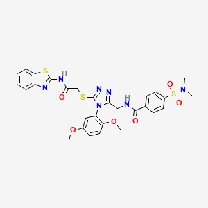 molecular formula C29H29N7O6S3 B2593162 N-((5-((2-(benzo[d]thiazol-2-ylamino)-2-oxoethyl)thio)-4-(2,5-dimethoxyphenyl)-4H-1,2,4-triazol-3-yl)methyl)-4-(N,N-dimethylsulfamoyl)benzamide CAS No. 309968-36-3
