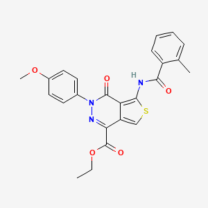 molecular formula C24H21N3O5S B2593171 Ethyl 3-(4-methoxyphenyl)-5-(2-methylbenzamido)-4-oxo-3,4-dihydrothieno[3,4-d]pyridazine-1-carboxylate CAS No. 851951-74-1