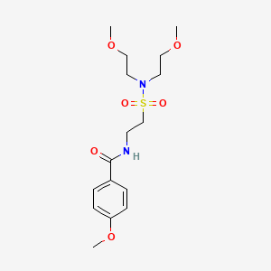molecular formula C16H26N2O6S B2593175 N-{2-[bis(2-methoxyethyl)sulfamoyl]ethyl}-4-methoxybenzamide CAS No. 899739-26-5