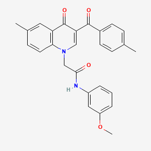 molecular formula C27H24N2O4 B2593177 N-(3-methoxyphenyl)-2-[6-methyl-3-(4-methylbenzoyl)-4-oxo-1,4-dihydroquinolin-1-yl]acetamide CAS No. 898344-31-5