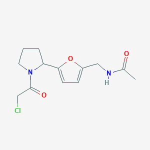 molecular formula C13H17ClN2O3 B2593191 N-((5-(1-(2-Chloroacetyl)pyrrolidin-2-yl)furan-2-yl)methyl)acetamide CAS No. 2411245-00-4