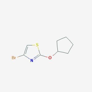 molecular formula C8H10BrNOS B2593195 4-Bromo-2-(cyclopentyloxy)-1,3-thiazole CAS No. 1289092-17-6