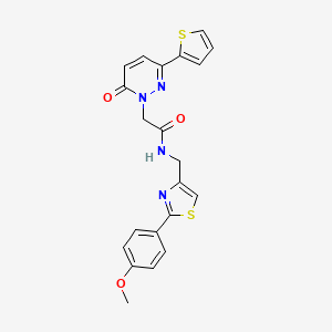 molecular formula C21H18N4O3S2 B2593199 N-((2-(4-methoxyphenyl)thiazol-4-yl)methyl)-2-(6-oxo-3-(thiophen-2-yl)pyridazin-1(6H)-yl)acetamide CAS No. 1251655-45-4