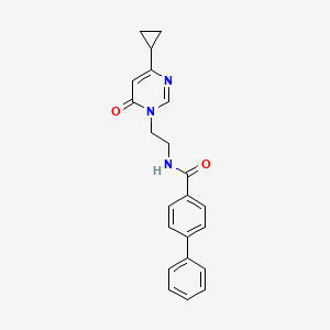molecular formula C22H21N3O2 B2593256 N-(2-(4-cyclopropyl-6-oxopyrimidin-1(6H)-yl)ethyl)-[1,1'-biphenyl]-4-carboxamide CAS No. 2034511-13-0