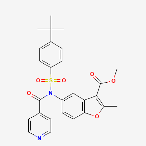 molecular formula C27H26N2O6S B2593288 METHYL 5-[N-(4-TERT-BUTYLBENZENESULFONYL)PYRIDINE-4-AMIDO]-2-METHYL-1-BENZOFURAN-3-CARBOXYLATE CAS No. 448213-95-4