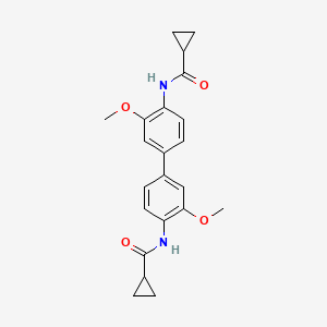 molecular formula C22H24N2O4 B2593307 N-{4'-CYCLOPROPANEAMIDO-3,3'-DIMETHOXY-[1,1'-BIPHENYL]-4-YL}CYCLOPROPANECARBOXAMIDE CAS No. 313405-57-1