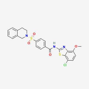 molecular formula C24H20ClN3O4S2 B2593386 N-(7-chloro-4-methoxy-1,3-benzothiazol-2-yl)-4-(1,2,3,4-tetrahydroisoquinoline-2-sulfonyl)benzamide CAS No. 922821-15-6