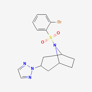 molecular formula C15H17BrN4O2S B2593389 (1R,5S)-8-((2-bromophenyl)sulfonyl)-3-(2H-1,2,3-triazol-2-yl)-8-azabicyclo[3.2.1]octane CAS No. 2108974-55-4