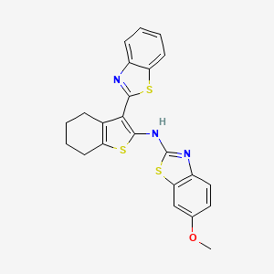 molecular formula C23H19N3OS3 B2593397 N-(3-(benzo[d]thiazol-2-yl)-4,5,6,7-tetrahydrobenzo[b]thiophen-2-yl)-6-methoxybenzo[d]thiazol-2-amine CAS No. 862975-60-8