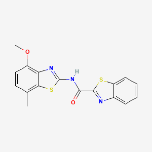 molecular formula C17H13N3O2S2 B2593407 N-(4-methoxy-7-methyl-1,3-benzothiazol-2-yl)-1,3-benzothiazole-2-carboxamide CAS No. 896676-09-8