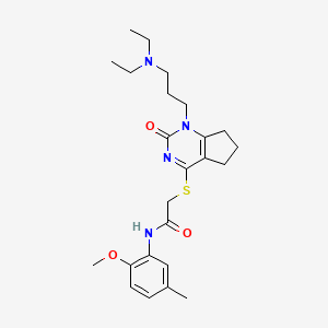 2-((1-(3-(diethylamino)propyl)-2-oxo-2,5,6,7-tetrahydro-1H-cyclopenta[d]pyrimidin-4-yl)thio)-N-(2-methoxy-5-methylphenyl)acetamide