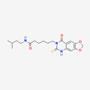 molecular formula C20H27N3O4S B2593438 N-(3-methylbutyl)-6-{8-oxo-6-sulfanylidene-2H,5H,6H,7H,8H-[1,3]dioxolo[4,5-g]quinazolin-7-yl}hexanamide CAS No. 688053-44-3
