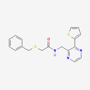 2-(benzylthio)-N-((3-(thiophen-2-yl)pyrazin-2-yl)methyl)acetamide