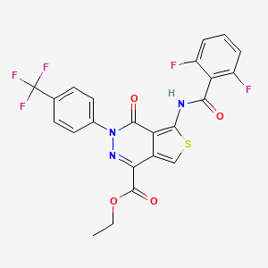 molecular formula C23H14F5N3O4S B2593443 ethyl 5-(2,6-difluorobenzamido)-4-oxo-3-[4-(trifluoromethyl)phenyl]-3H,4H-thieno[3,4-d]pyridazine-1-carboxylate CAS No. 851951-30-9
