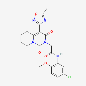 molecular formula C20H20ClN5O5 B2593454 N-(5-chloro-2-methoxyphenyl)-2-[4-(5-methyl-1,2,4-oxadiazol-3-yl)-1,3-dioxo-1H,2H,3H,5H,6H,7H,8H-pyrido[1,2-c]pyrimidin-2-yl]acetamide CAS No. 1775524-06-5