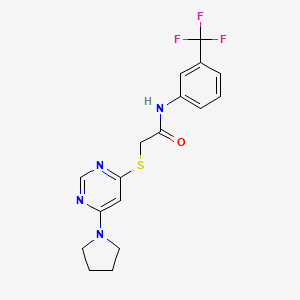 2-((6-(pyrrolidin-1-yl)pyrimidin-4-yl)thio)-N-(3-(trifluoromethyl)phenyl)acetamide