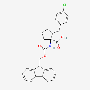 2-[(4-Chlorophenyl)methyl]-1-(9H-fluoren-9-ylmethoxycarbonylamino)cyclopentane-1-carboxylic acid
