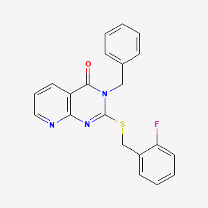 3-Benzyl-2-[(2-fluorophenyl)methylsulfanyl]pyrido[2,3-d]pyrimidin-4-one