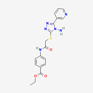 molecular formula C18H18N6O3S B2593489 乙酸4-(2-{[4-氨基-5-(吡啶-3-基)-4H-1,2,4-三唑-3-基]硫代基}乙酰氨基)苯甲酸酯 CAS No. 734534-91-9
