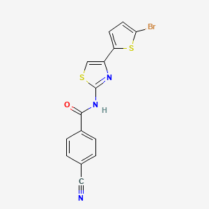 molecular formula C15H8BrN3OS2 B2593490 N-[4-(5-bromothiophen-2-yl)-1,3-thiazol-2-yl]-4-cyanobenzamide CAS No. 391229-43-9