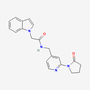 2-(1H-indol-1-yl)-N-((2-(2-oxopyrrolidin-1-yl)pyridin-4-yl)methyl)acetamide