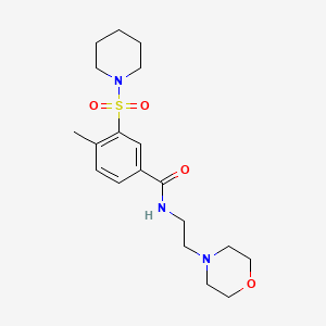 molecular formula C19H29N3O4S B2593496 4-methyl-N-(2-morpholin-4-ylethyl)-3-piperidin-1-ylsulfonylbenzamide CAS No. 380194-80-9