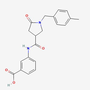 molecular formula C20H20N2O4 B2593497 3-({[1-(4-Methylbenzyl)-5-oxopyrrolidin-3-yl]carbonyl}amino)benzoic acid CAS No. 1291859-15-8